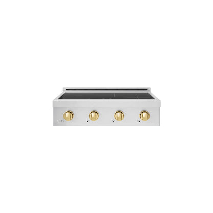 ZLINE Autograph Edition 30 in. Paramount Induction Rangetop with 4 Element Cooktop in Stainless Steel and Polished Gold Accents (SINRTZ-30-G)