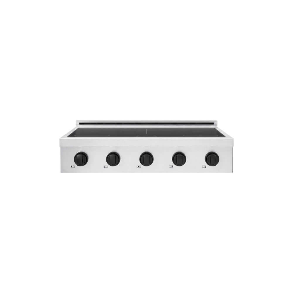 ZLINE Autograph Edition 36 in. Paramount Induction Rangetop with 5 Element Cooktop in Stainless Steel and Matte Black Accents (SINRTZ-36-MB) main image.