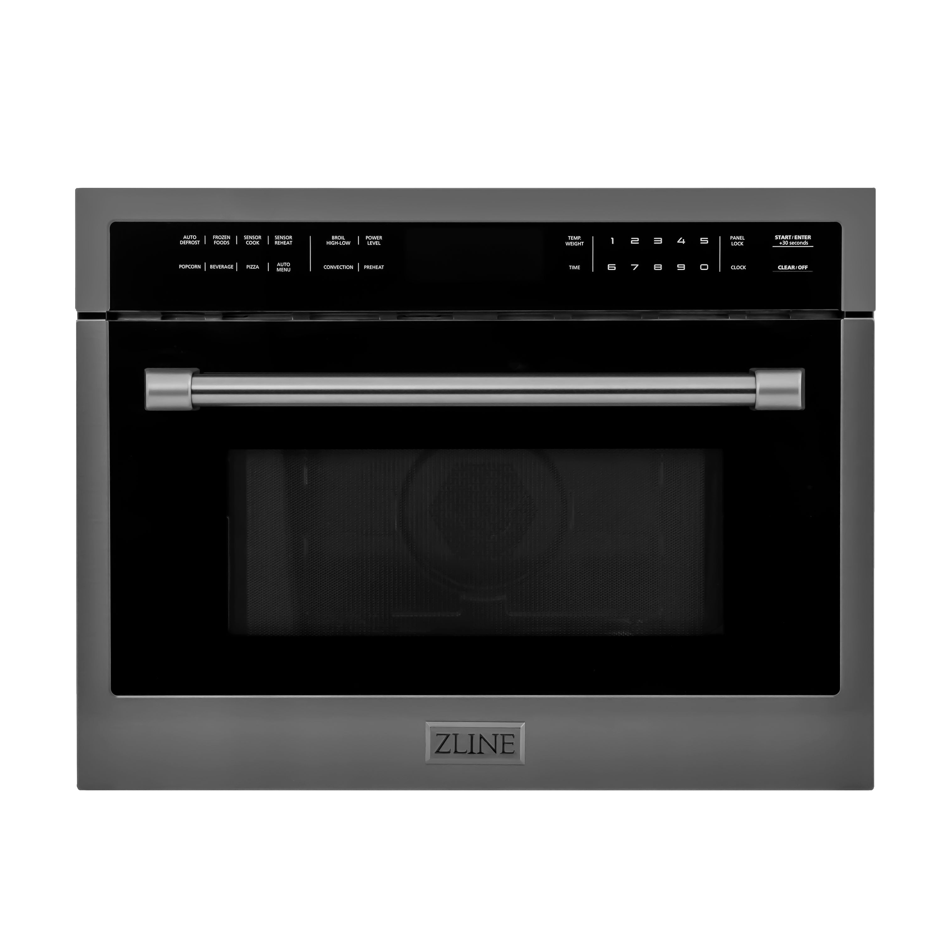 ZLINE 24 in. Black Stainless Steel Built-in Convection Microwave Oven with Speed and Sensor Cooking (MWO-24-BS) Front View Door Closed