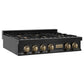 ZLINE Autograph Edition 36 in. Legacy Gas Rangetop with 6 Burners and Porcelain Cooktop in Black Stainless Steel with Champagne Bronze Accents, Open Box-Great Condition