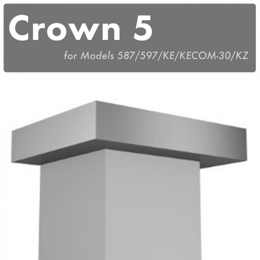 ZLINE Convertible Vent Wall Mount Range Hood in Stainless Steel and Glass with Crown Molding (KZCRN)