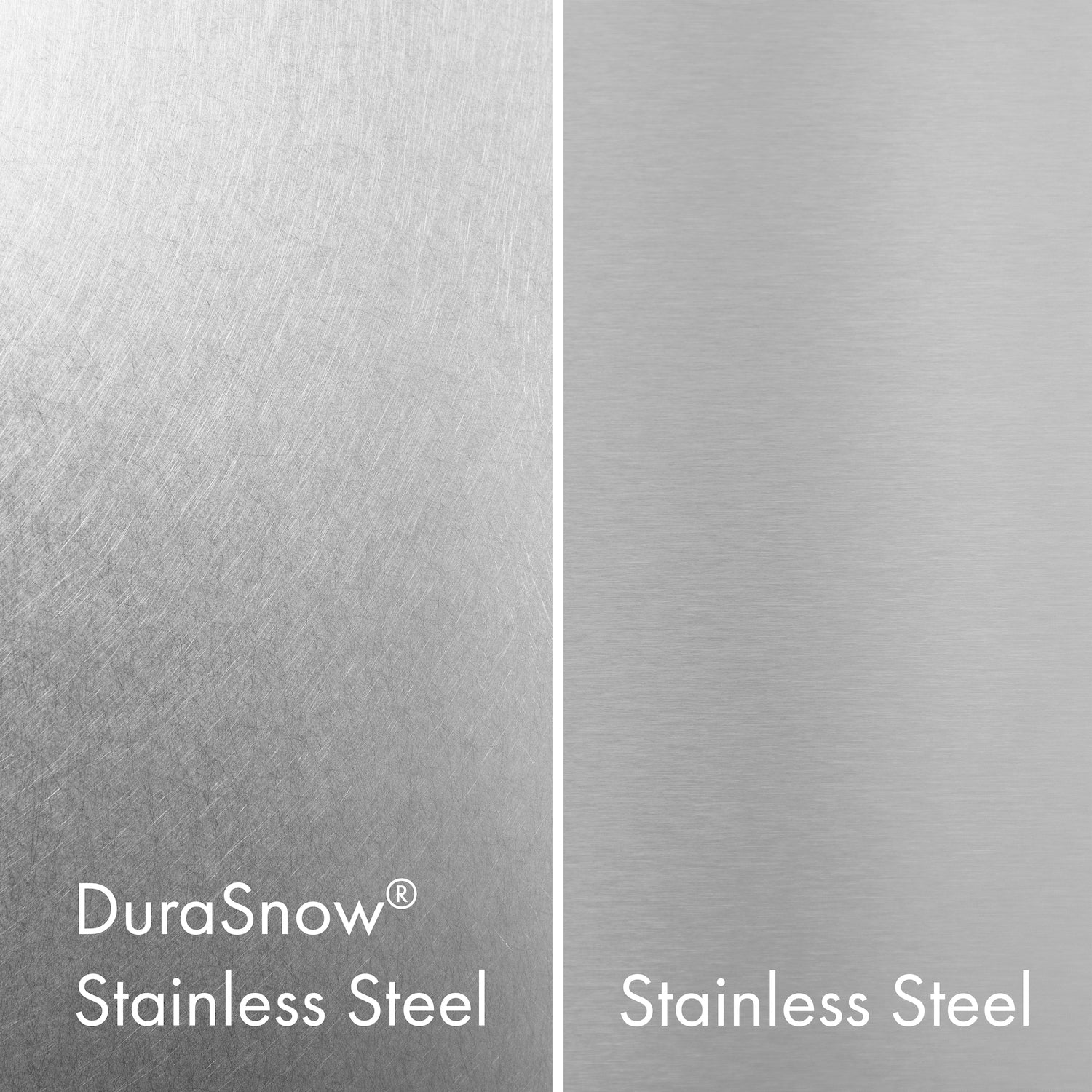 ZLINE DuraSnow Stainless Steel compared with standard stainless steel.
