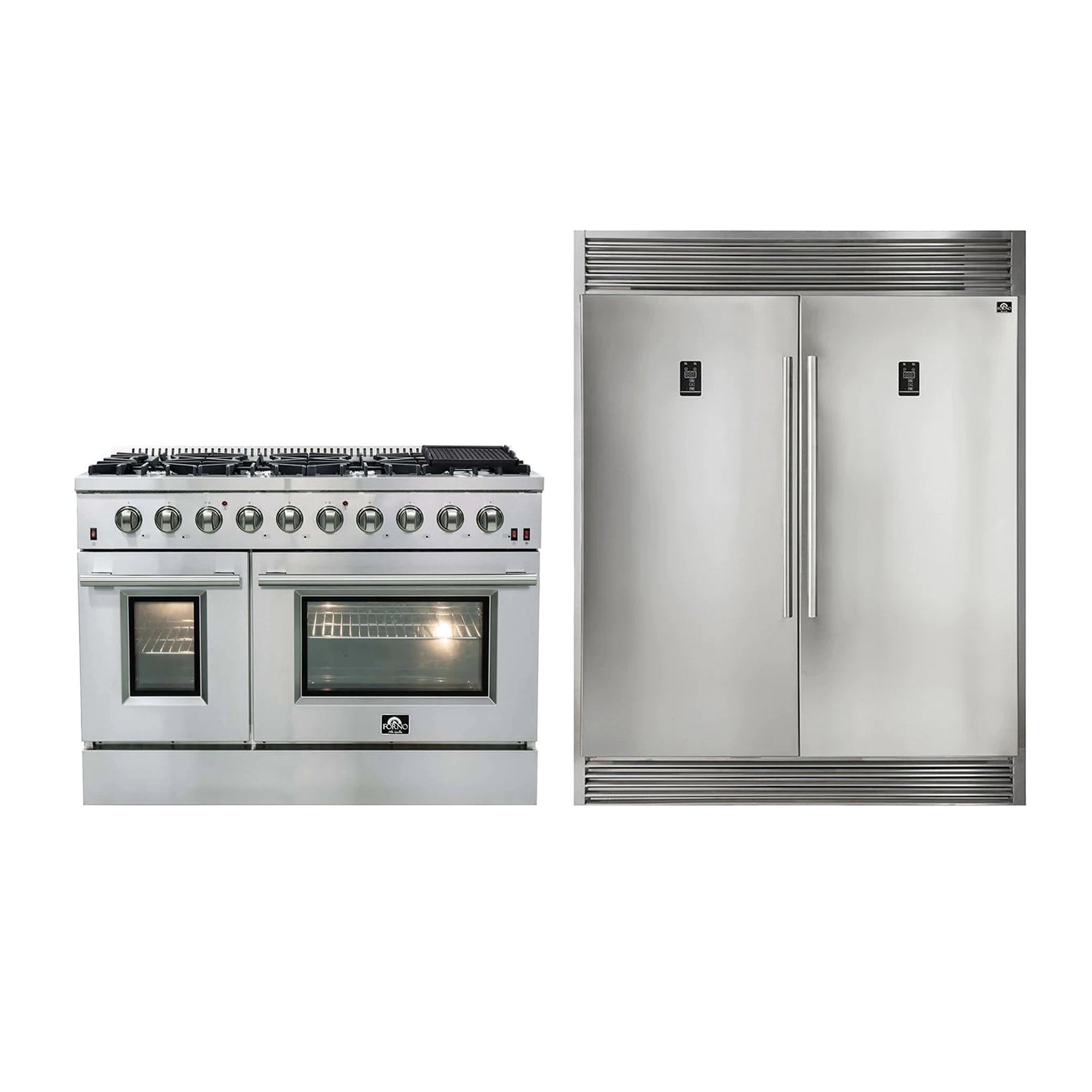 Forno 2-Piece Stainless Steel Kitchen Package with 60 in. Professional Refrigerator and 48 in. All Gas Range