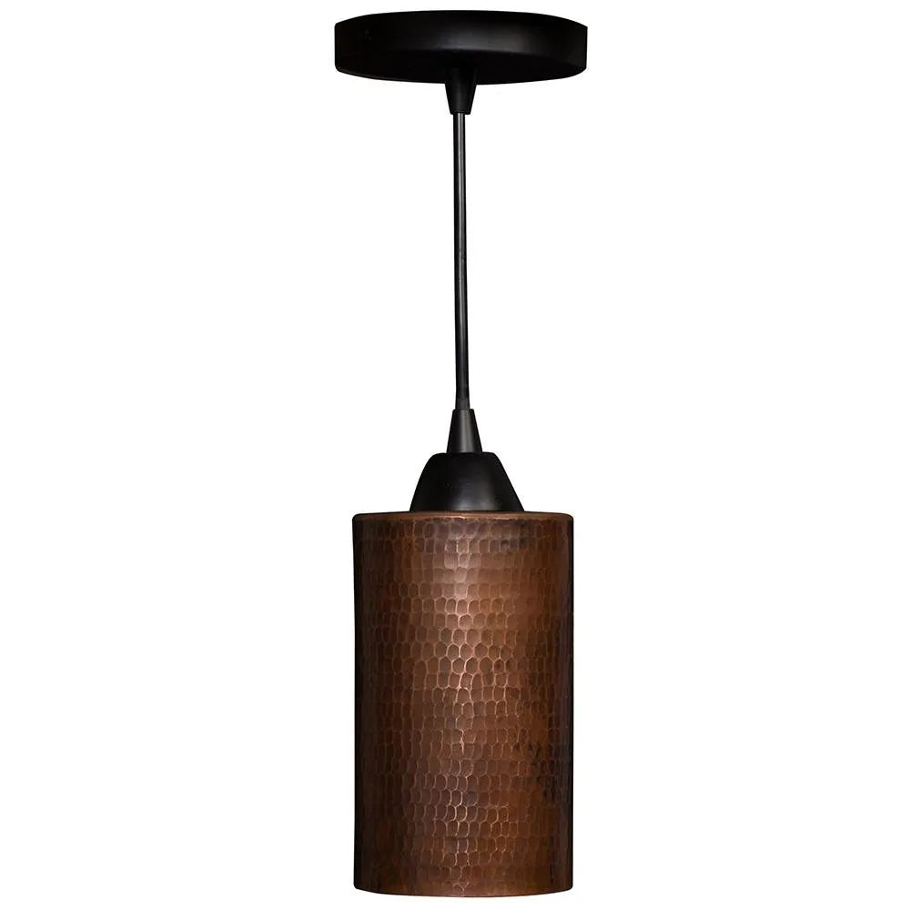 Premier Copper 4 in. Hammered Copper Round Cylinder Pendant Light
