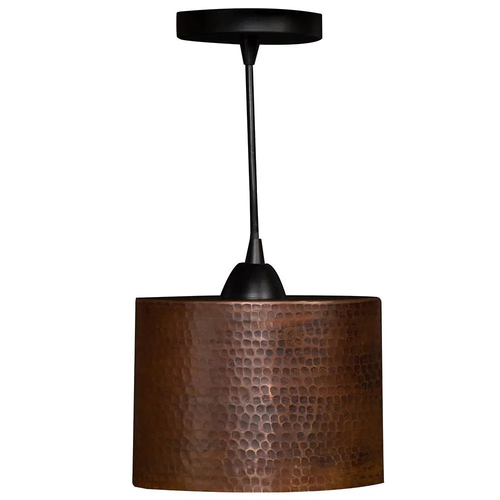 Premier Copper 8 in. Hammered Copper Oval Cylinder Pendant Light