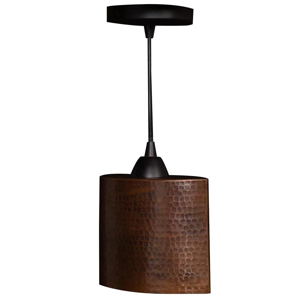 Premier Copper 8 in. Hammered Copper Oval Cylinder Pendant Light