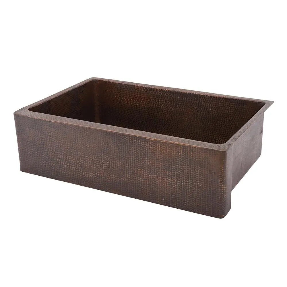 Premier Copper Hammered Copper Apron Front Single Basin Kitchen Sink