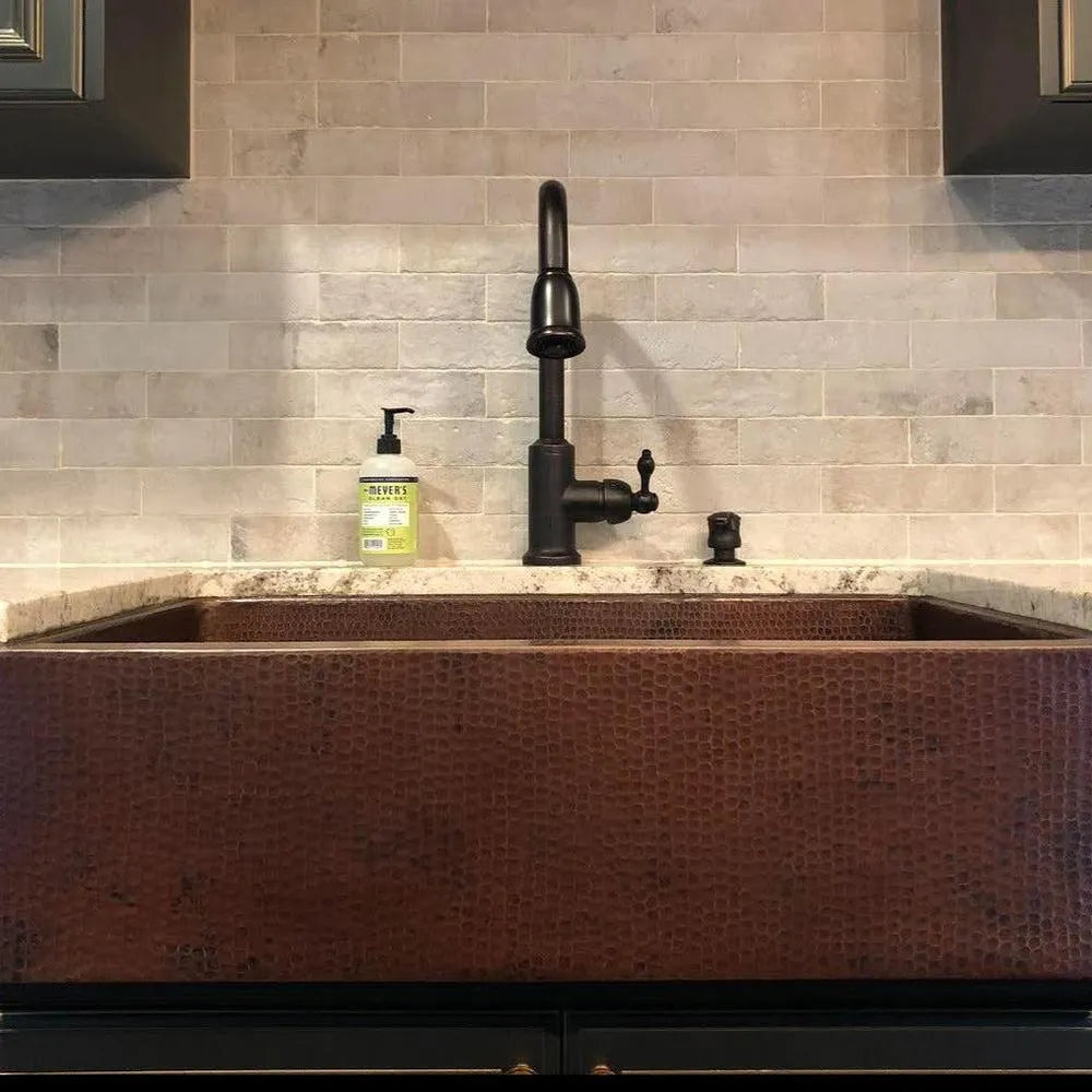 Premier Copper Hammered Copper Apron Front Single Basin Kitchen Sink