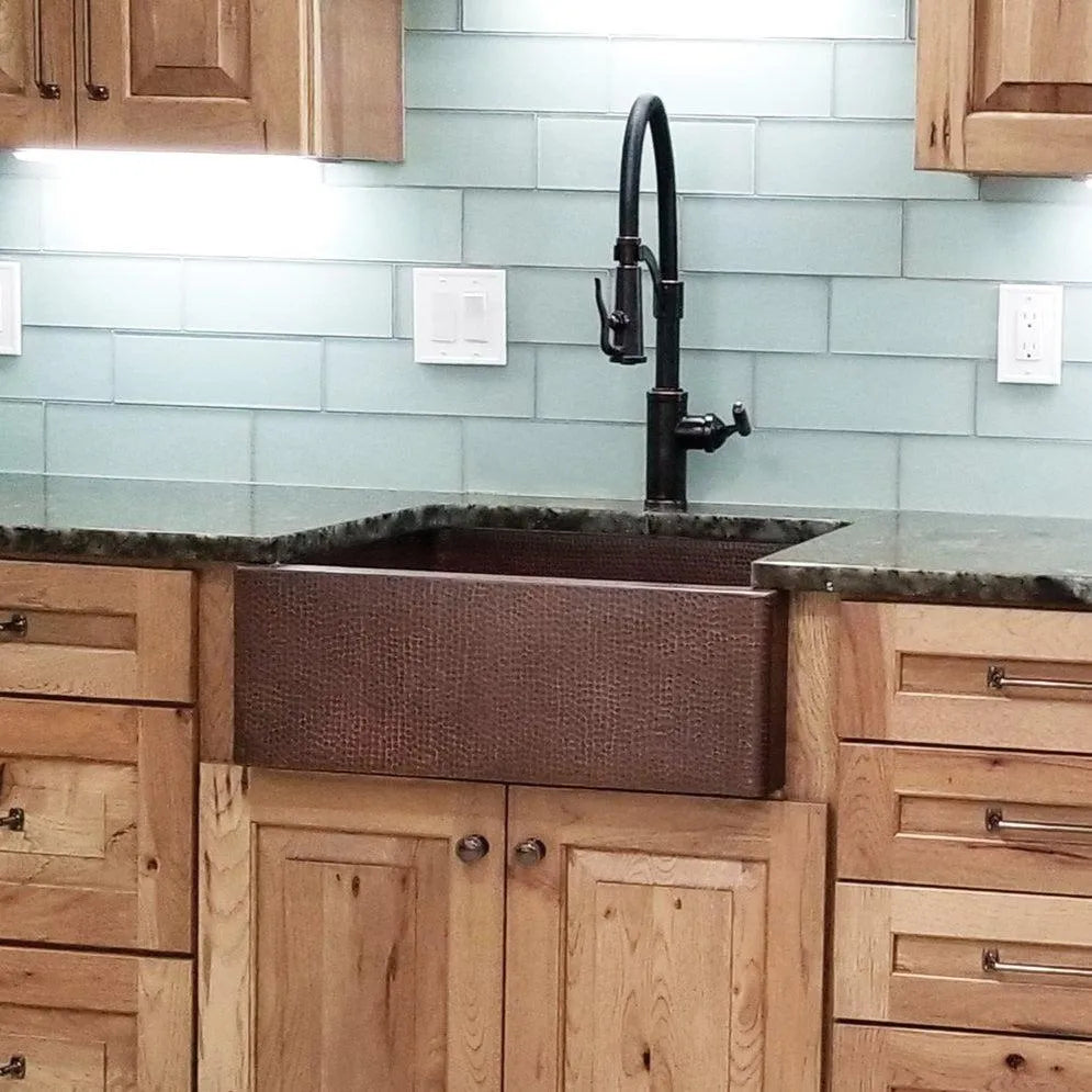 Premier Copper Hammered Copper Apron Front Single Basin Kitchen Sink