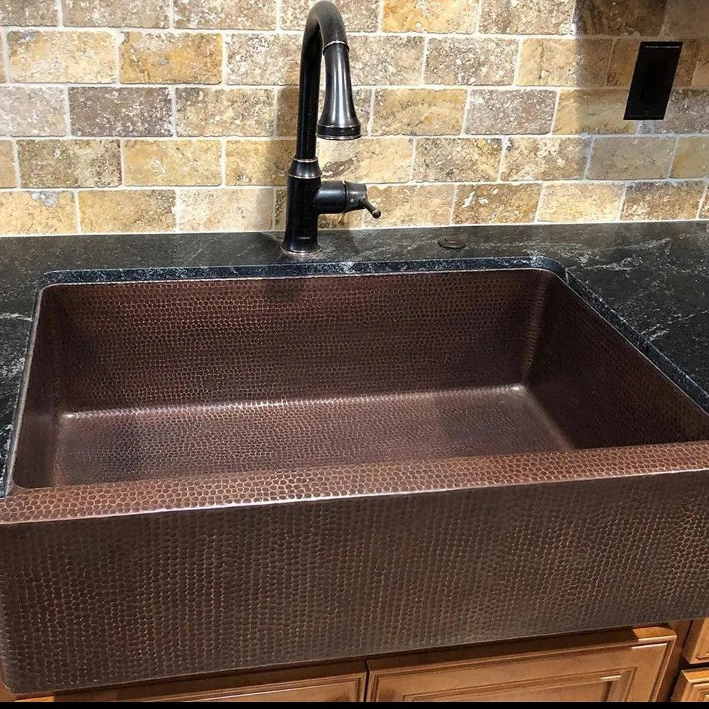 Premier Copper Hammered Copper Apron Front Single Basin Kitchen Sink