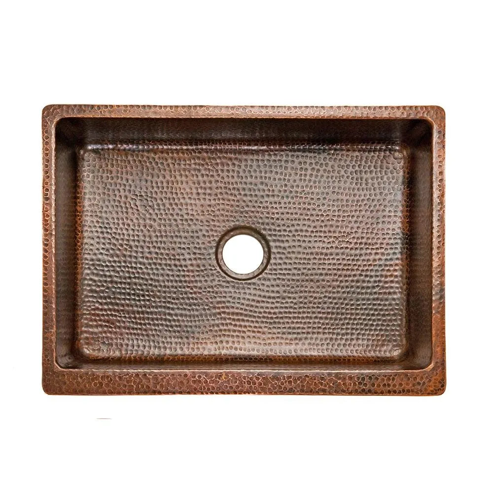 Premier Copper Hammered Copper Apron Front Single Basin Kitchen Sink