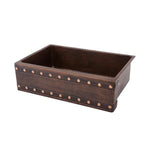 Premier Copper Hammered Copper Apron Front Single Basin Kitchen Sink w/ Barrel Strap Design