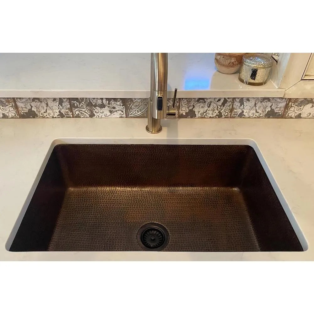 Premier Copper Hammered Copper Single Basin Kitchen Sink
