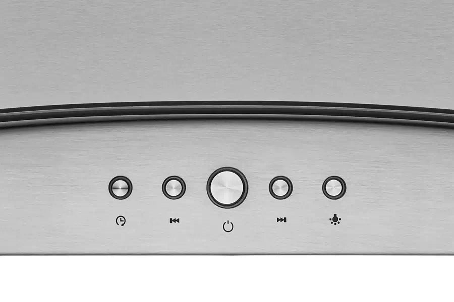 Hauslane Chef Convertible Stainless Steel Island Mount Range Hood (IS-200SS) button panel.