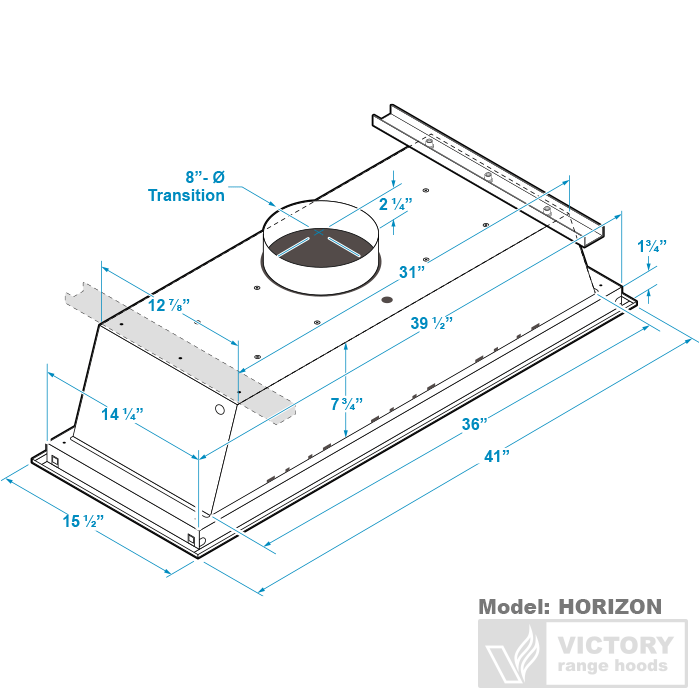 VICTORY Horizon 42 in. 900 CFM Flush Ceiling Mount Range Hood in Stainless Steel