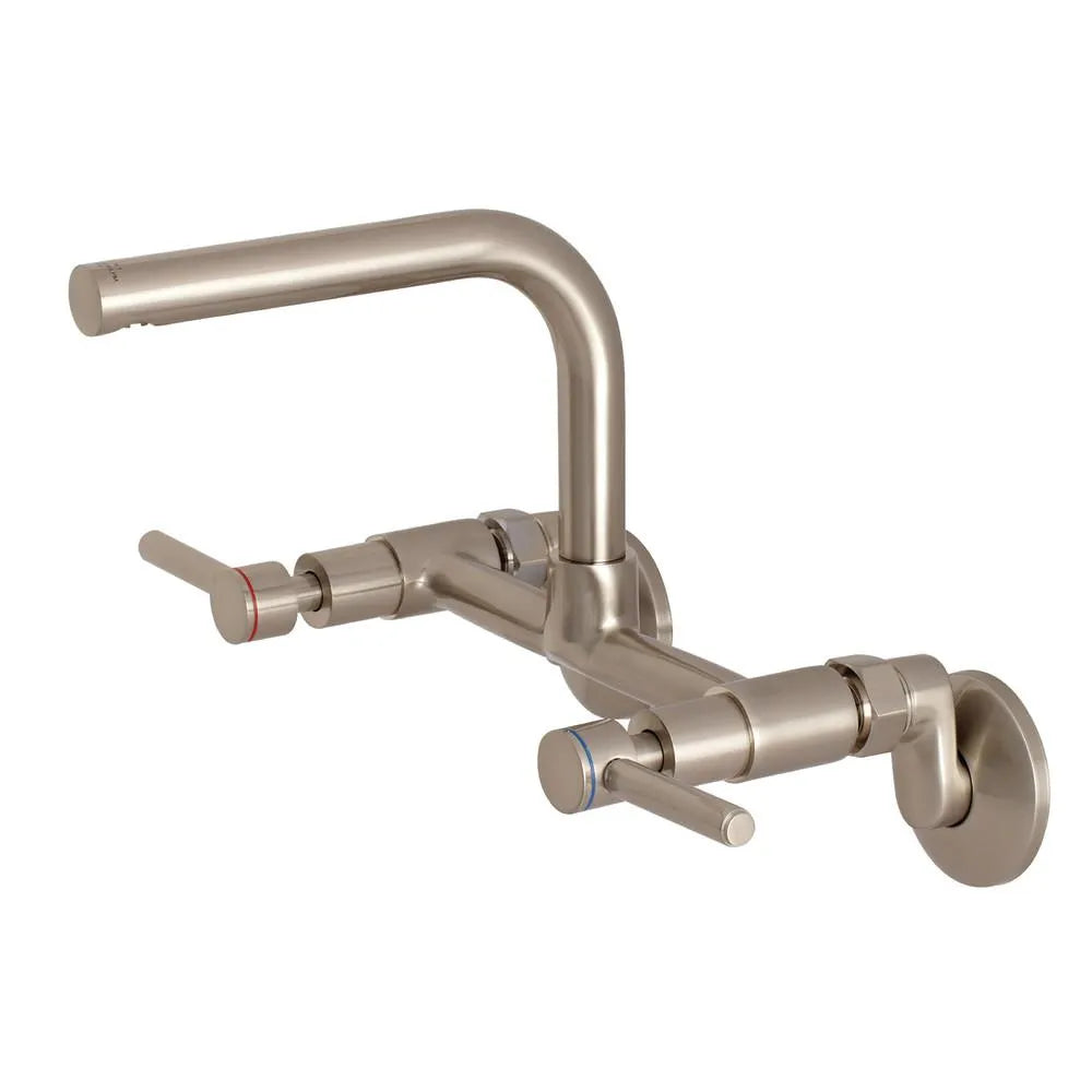 Kingston Brass Concord 8 in. Adjustable Center Wall Mount Kitchen Faucet (KS812) Brushed Nickel