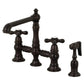 Kingston Brass English Country 8" Bridge Kitchen Faucet with Sprayer (KS7275AXBS) Oil Rubbed Bronze