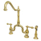 Kingston Brass English Country Kitchen Bridge Faucet with Brass Sprayer (KS7752ALBS) Polished Brass
