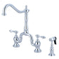 Kingston Brass English Country Kitchen Bridge Faucet with Brass Sprayer (KS7751ALBS) Polished Chrome