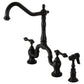 Kingston Brass English Country Kitchen Bridge Faucet with Brass Sprayer (KS7750ALBS) Matte Black