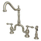 Kingston Brass English Country Kitchen Bridge Faucet with Brass Sprayer (KS7758ALBS) Brushed Nickel