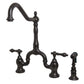 Kingston Brass English Country Kitchen Bridge Faucet with Brass Sprayer (KS7755ALBS) Oil Rubbed Bronze