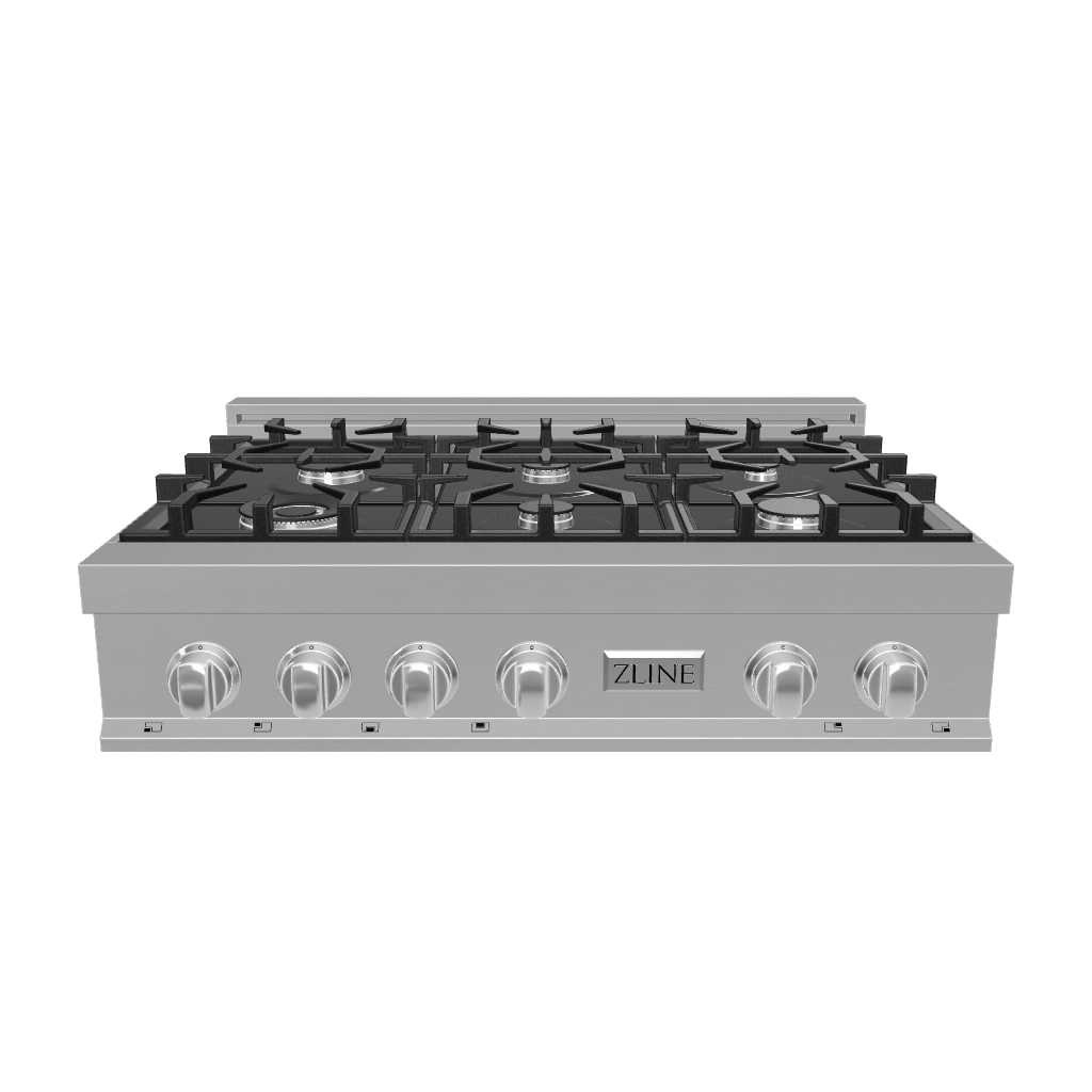 ZLINE 36 in. Legacy Gas Rangetop with 6 Burners and Porcelain Cooktop in Stainless Steel (RT36) 3D model.