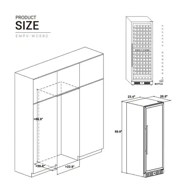 Empava 24 in. 160 Bottle Dual Zone Wine Refrigerator (WC08D) 