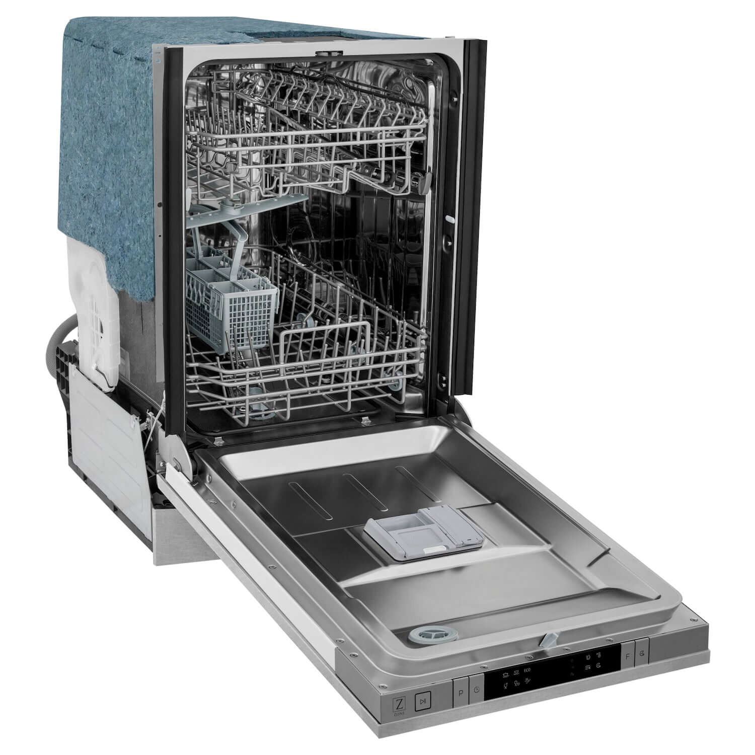 ZLINE 18 in. Compact Fingerprint Resistant Top Control Built-In Dishwasher with Stainless Steel Tub and Traditional Style Handle, 52dBa (DW-SN-H-18)