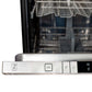 ZLINE 24 in. Top Control Built-In Dishwasher with Satin Stainless Steel Panel and Stainless Steel Tub with Traditional Style Handle, 52dBa (DW-SN-H-24) close-up, top controls.