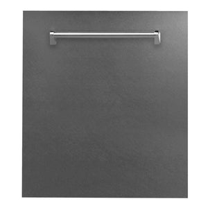 ZLINE 24 in. Top Control Built-In Dishwasher with Satin Stainless Steel Panel and Stainless Steel Tub with Traditional Style Handle, 52dBa (DW-SN-H-24) main image.
