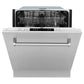 ZLINE 24 in. Stainless Steel Top Control Built-In Dishwasher with Stainless Steel Tub and Traditional Style Handle, 52dBa (DW-304-H-24)