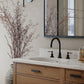 Bathroom vanity with sink, ZLINE Emerald Bay Bath Faucet (EMBY-BF), and decorative branches.