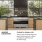 ZLINE Marino Collection Infographic. Image: A modern kitchen scene featuring a Marino range. Text: Crafted For Modern Life. Marino unites intentional design and practical performance for a distinct contemporary style that's built for modern living.