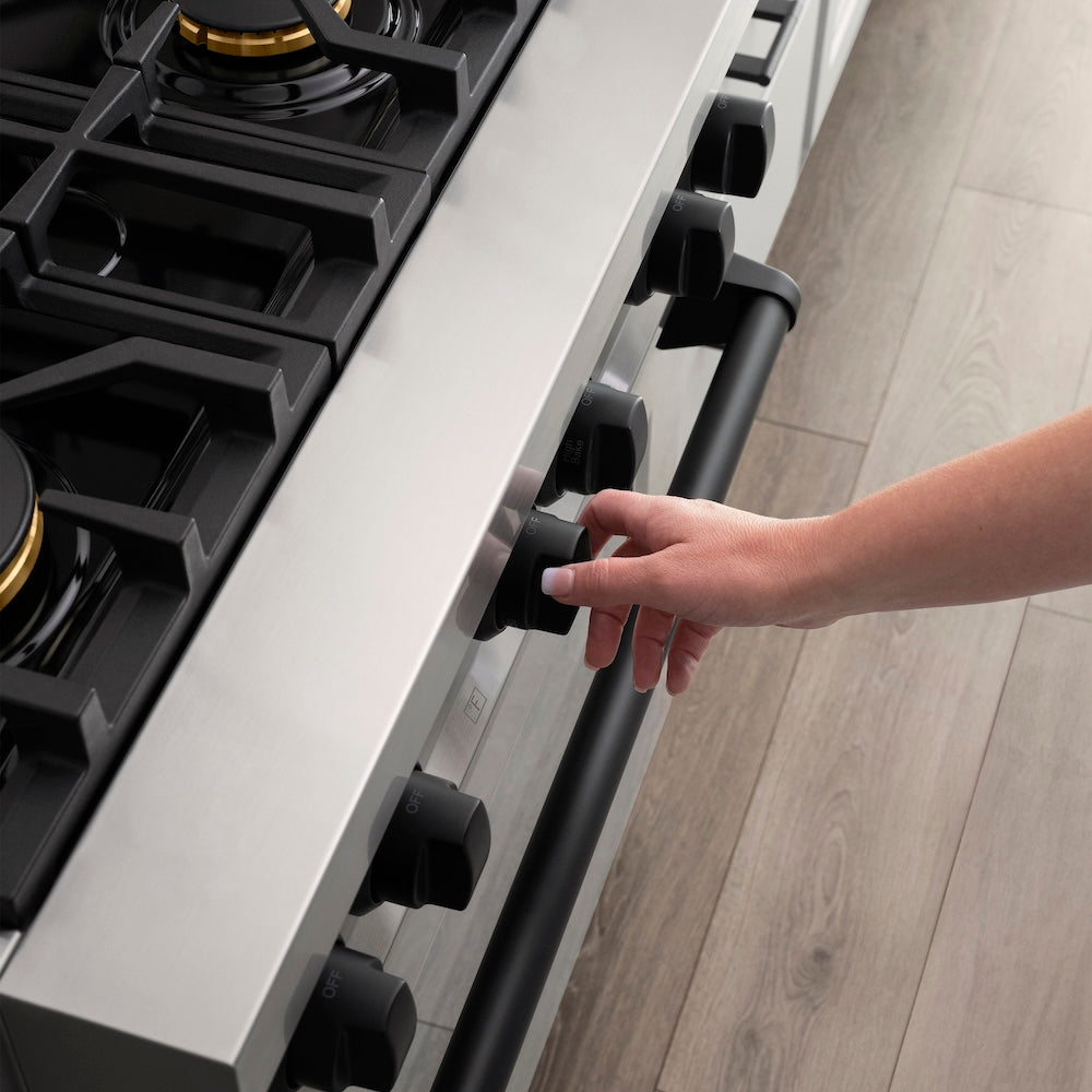 ZLINE Autograph Edition 30 in. 4.0 cu. ft. Legacy Dual Fuel Range with 4 Burner Gas Cooktop and Electric Convection Oven in Stainless Steel and Matte Black Accents, Open Box-Good Condition