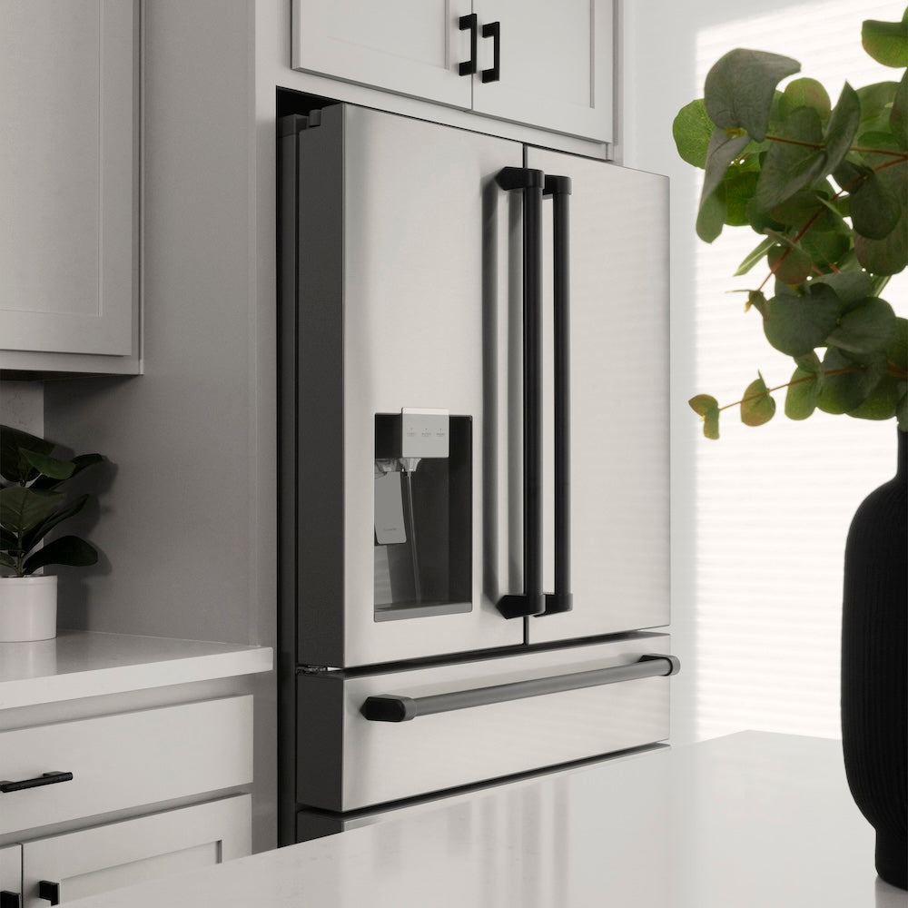 ZLINE Autograph Edition 48 in. Kitchen Package with Stainless Steel Dual Fuel Range, Range Hood, Dishwasher and Refrigeration with Matte Black Accents (4AKPR-RARHDWM48-MB)