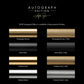 Color swatches for ZINE Autograph Edition finishes. Top to bottom: Champagne Bronze, Matte Black, Polished Gold, and Polished Nickel.