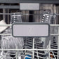 ZLINE Autograph Edition 24 in. Monument Series 3rd Rack Top Touch Control Tall Tub Dishwasher in Black Matte with Polished Gold Handle, 45dBa (DWMTZ-BLM-24-G) ZLINE logo on dish rack.