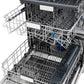 ZLINE Autograph Edition 24 in. Monument Series 3rd Rack Top Touch Control Tall Tub Dishwasher in Black Stainless Steel with Champagne Bronze Helix Handle, 45dBa (DWMTZ-BS-24-KCB) racks and compartments, empty.