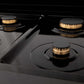 ZLINE Autograph Edition 24 in. 2.8 cu. ft. Legacy Dual Fuel Range with 4 Burner Gas Cooktop and Electric Convection Oven in Black Stainless Steel and Champagne Bronze Accents, Open Box-Good Condition