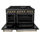 ZLINE Autograph Edition 48 in. 6.0 cu. ft. Legacy Dual Fuel Range with 7 Burner Gas Cooktop and 2 Electric Ovens in Black Stainless Steel and Champagne Bronze Accents, Open Box-Good Condition