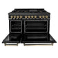 ZLINE Autograph Edition 48 in. Kitchen Package with Black Stainless Steel Dual Fuel Range and Range Hood with Champagne Bronze Accents (2AKP-RABRH48-CB)