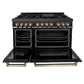 ZLINE Autograph Edition 48 in. 6.0 cu. ft. Legacy Dual Fuel Range with 7 Burner Gas Cooktop and 2 Electric Ovens in Black Stainless Steel and Champagne Bronze Accents, Open Box-Great Condition