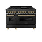ZLINE Autograph Edition 48 in. Kitchen Package with Black Stainless Steel Dual Fuel Range and Range Hood with Champagne Bronze Accents (2AKP-RABRH48-CB)