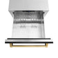 ZLINE Autograph Edition 24 in. Touchstone 168 Can Outdoor-Rated Dual Refrigerator Drawer with Black Stainless Steel Doors and Polished Gold Handles (RDSOZ-BS-24-G)