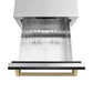 ZLINE Autograph Edition 24 in. Touchstone 168 Can Outdoor-Rated Dual Refrigerator Drawer with Black Stainless Steel Doors and Champagne Bronze Helix Handles (RDSOZ-BS-24-KCB)