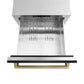 ZLINE Autograph Edition 24 in. Touchstone 168 Can Outdoor-Rated Dual Refrigerator Drawer with Black Stainless Steel Doors and Polished Gold Helix Handles (RDSOZ-BS-24-KG)