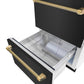 ZLINE Autograph Edition 24 in. Touchstone 168 Can Outdoor-Rated Dual Refrigerator Drawer with Black Stainless Steel Doors and Polished Gold Helix Handles (RDSOZ-BS-24-KG)