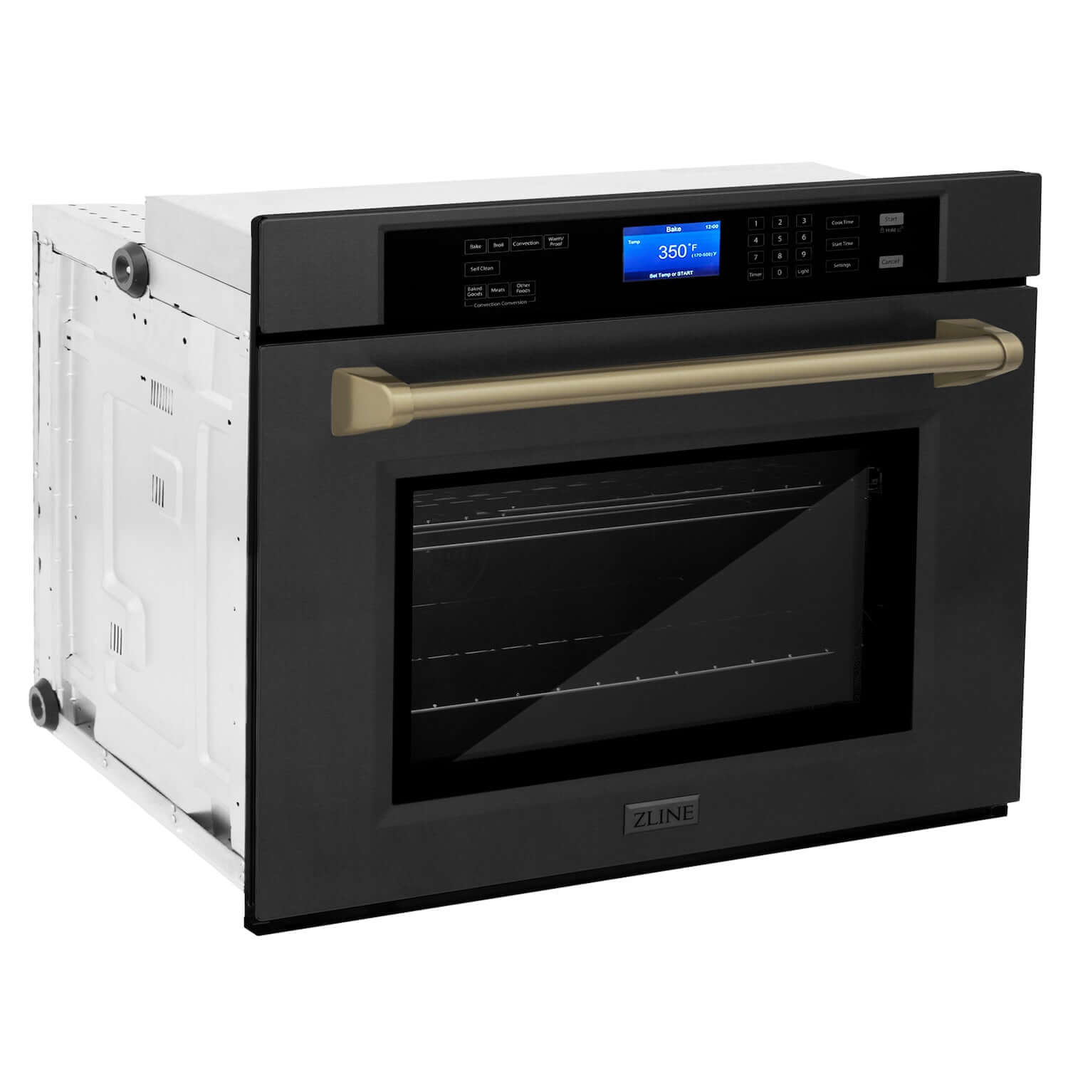 ZLINE 30 in. Autograph Edition Single Wall Oven with Self Clean and True Convection in Black Stainless Steel and Champagne Bronze Accents (AWSZ-30-BS-CB)