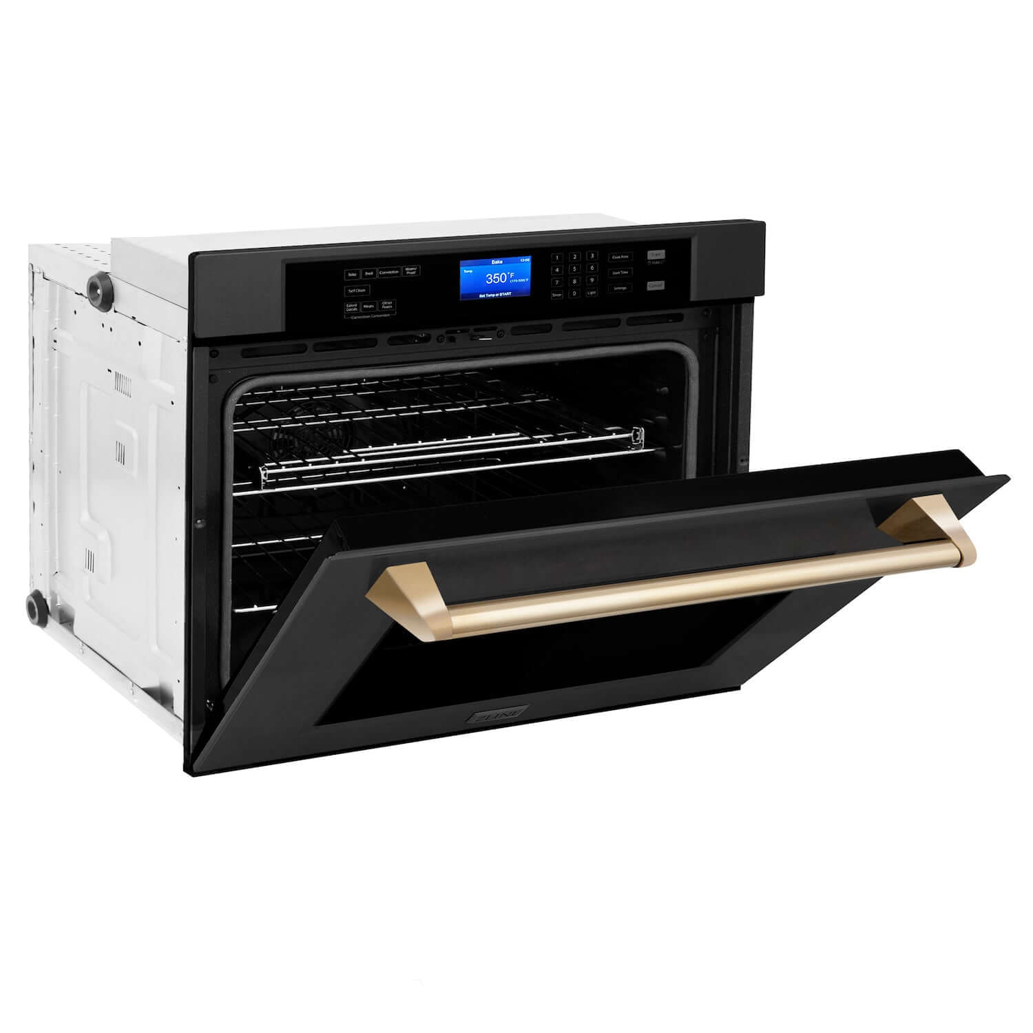 ZLINE 30 in. Autograph Edition Single Wall Oven with Self Clean and True Convection in Black Stainless Steel and Polished Gold Accents (AWSZ-30-BS-G)